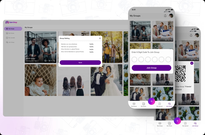 Sort a Snap shared groups with join-by-code and QR screens